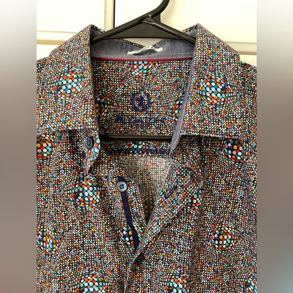 Bugatchi Shaped Fit Long Sleeve Print Button-Up Shirt Print. M. - Picture 3 of 11